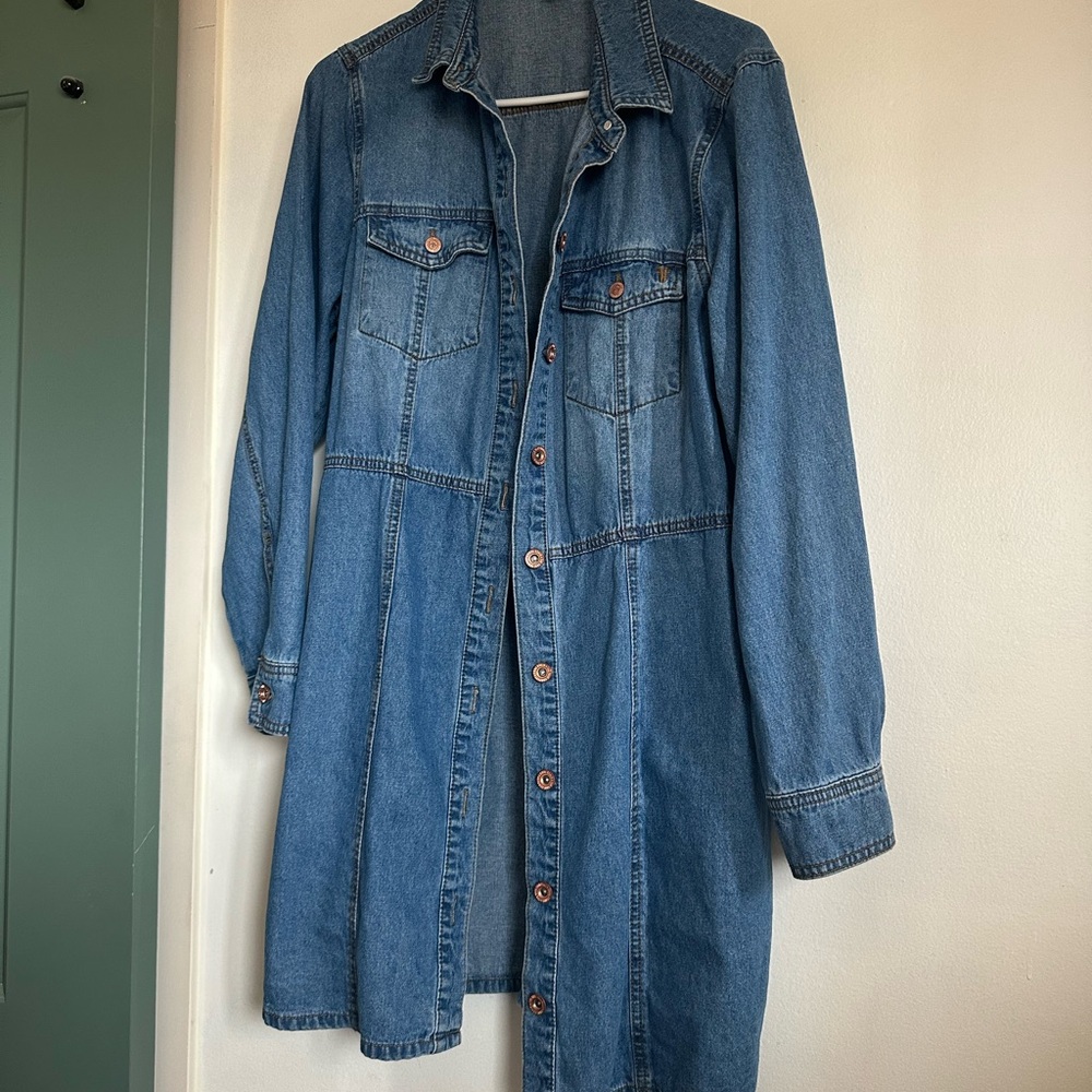 Frye Blue Denim Jacket Dress Womens Size Large